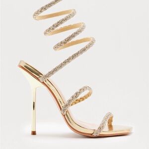 Elegant Gold Strappy Women's Heels